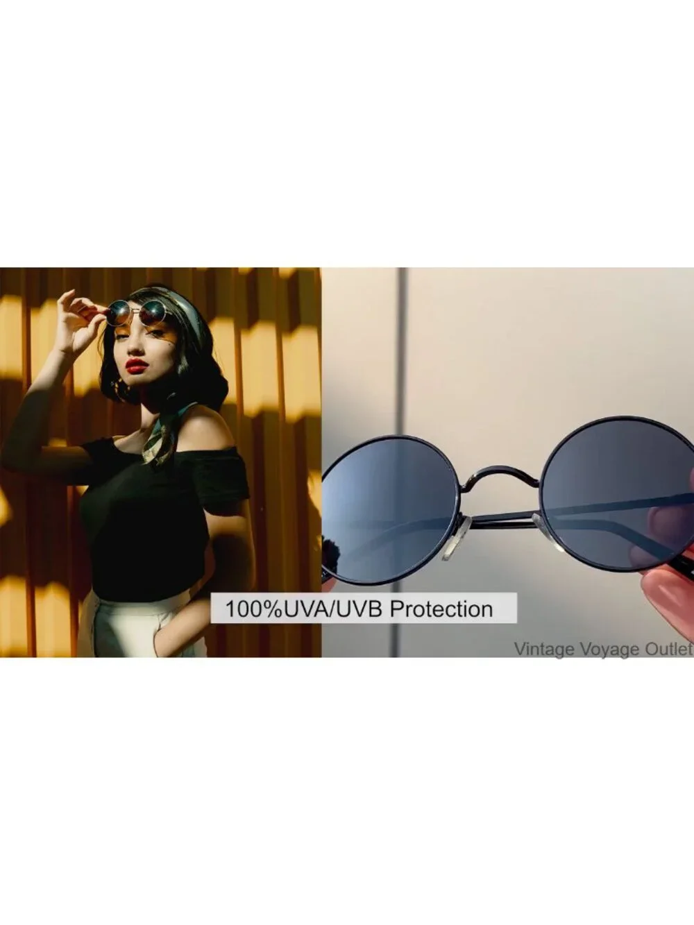Retro Round Metal Sunglasses Polarized UV Protection Hippie Costume Unisex